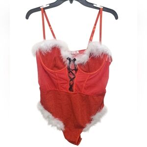Womans Red Dsnta Lingerie Teddy